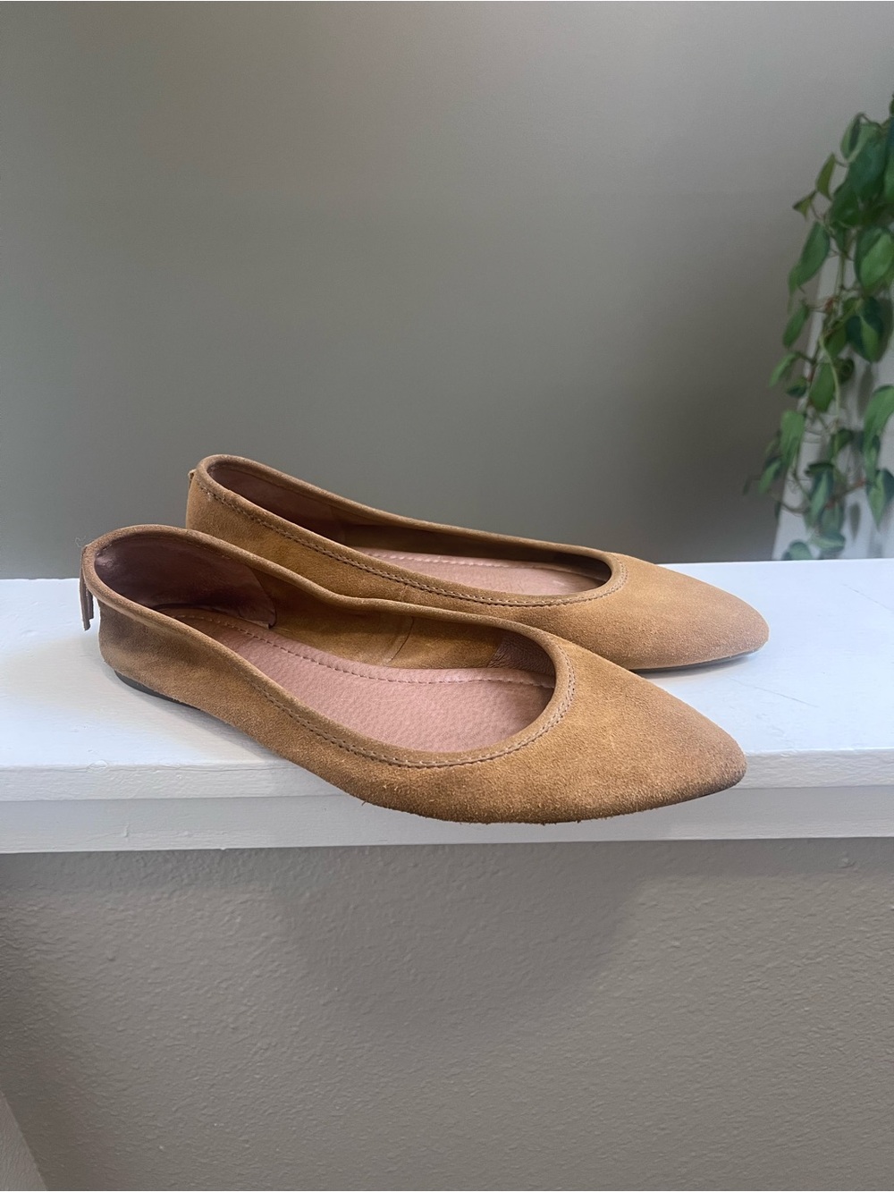 Frye Heather Suede Pointed Toe Ballet Flats Tan Women’s 10